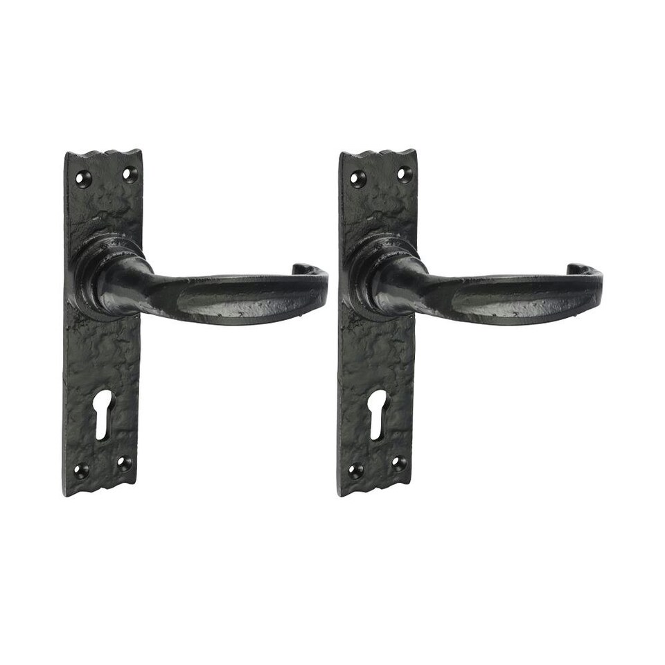 Timco - Narrow Style Lever Lock Handles - Antique Black (Size 155 x 37 - 2 Pieces) Black