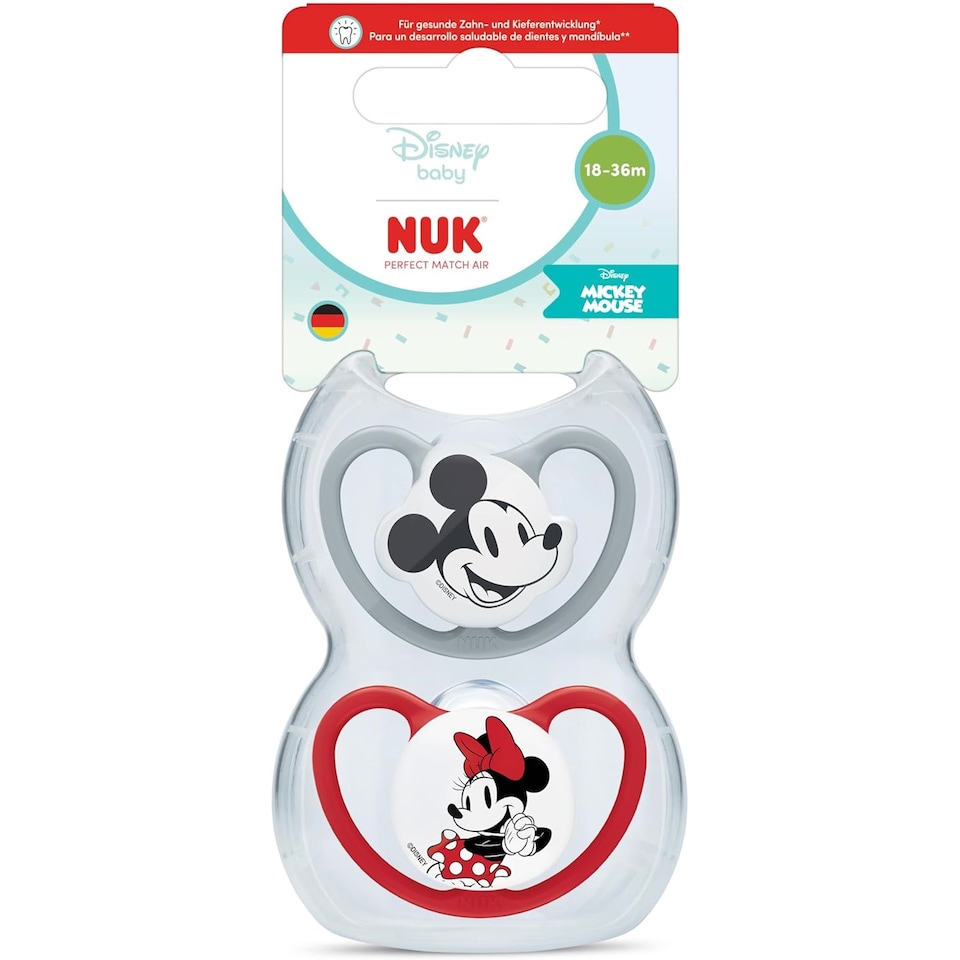 image 1 of Nuk Disney Mikey Miney Mouse Soother Dummy 2 Pack 18-36m