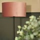 image 2 of ValueLights Tavel Matte Black Floor Lamp with Large Pink Drum Shade and LED Bulb | Pink