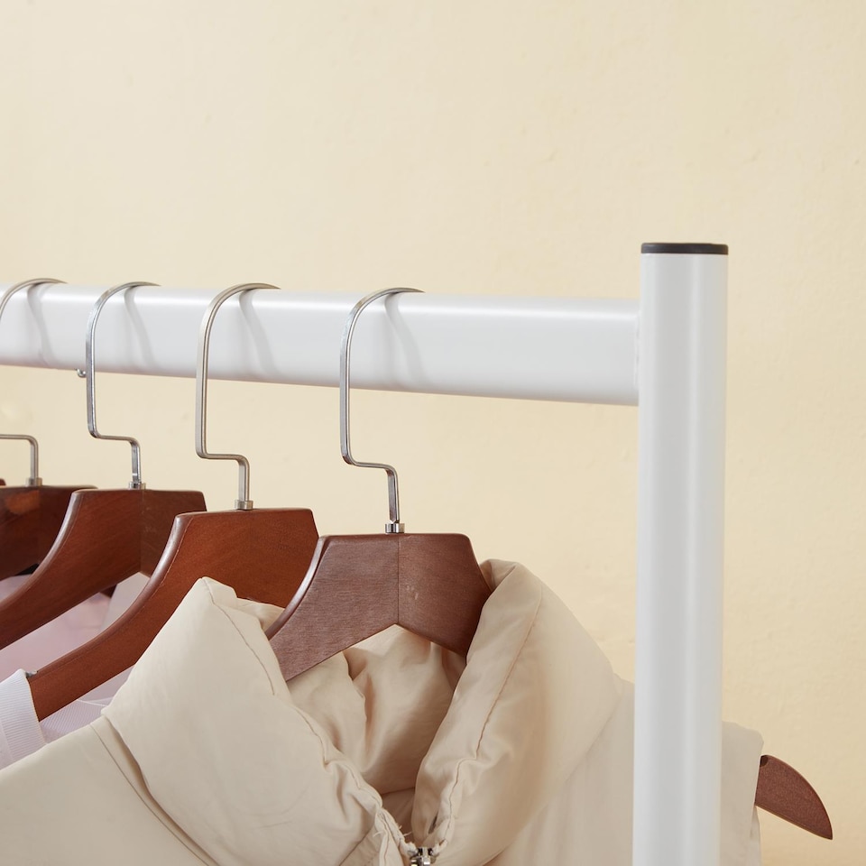 image 1 of 6ft White Heavy Duty Clothes Rail Metal Garment Rack for Hanging Clothing