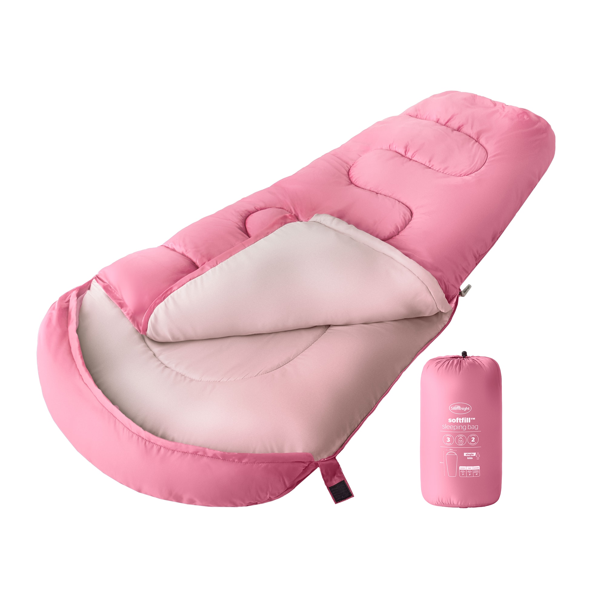Silentnight Camping Kids Sleeping Bag, Pink | Pink