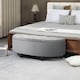 image 2 of HOMCOM Semi-Circle Storage Ottoman Bench Tufted Upholstered Accent Footrest