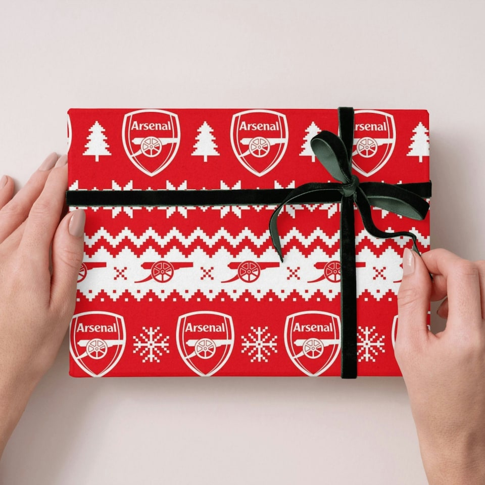 image 1 of Arsenal FC Christmas 2 Sheets & 2 Tags Gift Wrap