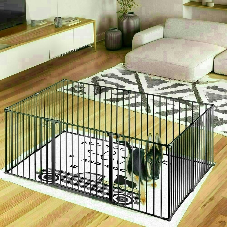 image 1 of Bettacare Extra Tall Pet Pen, 118cm x 144cm, Black, 105cm High, Dog Pen for Pets, Dogs and Puppies, Easy Installation Black