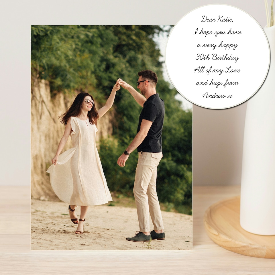 image 1 of Personalised Photo Upload Card - Cursive Font