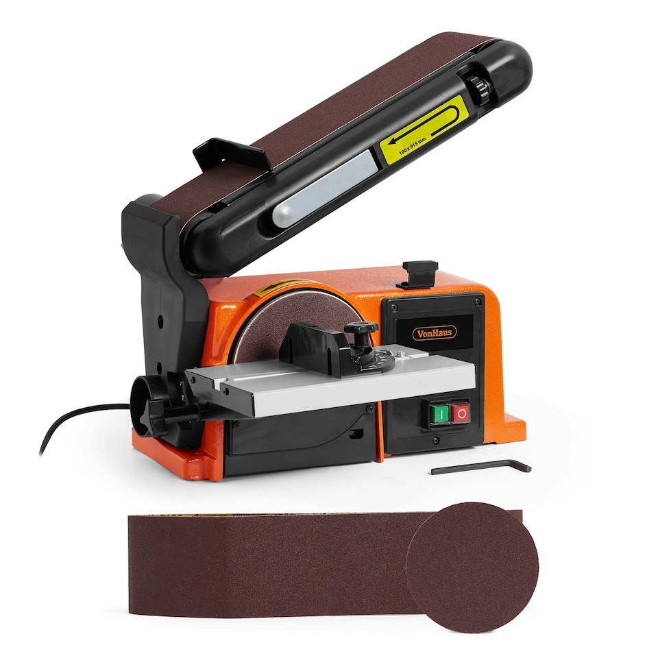 image 1 of VonHaus Benchtop Belt and Disc Sander with Cast Iron Base