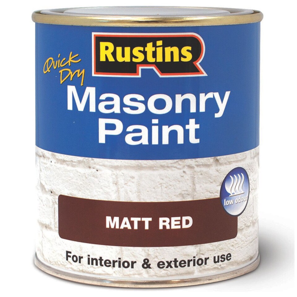 image 1 of Rustins Quick Dry Masonry Paint Matt Red 500ml