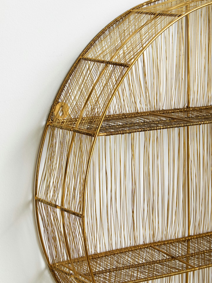 image 1 of Orsina Black Wire Round Wall Shelf, Modern Metal Wall Shelf, Chic Black Wall Shelf, Wall Shelf for Living Room