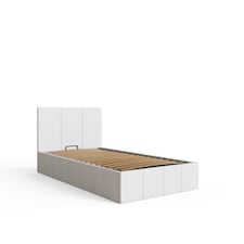 End Lift Ottoman Storage Bed Single White | White | White