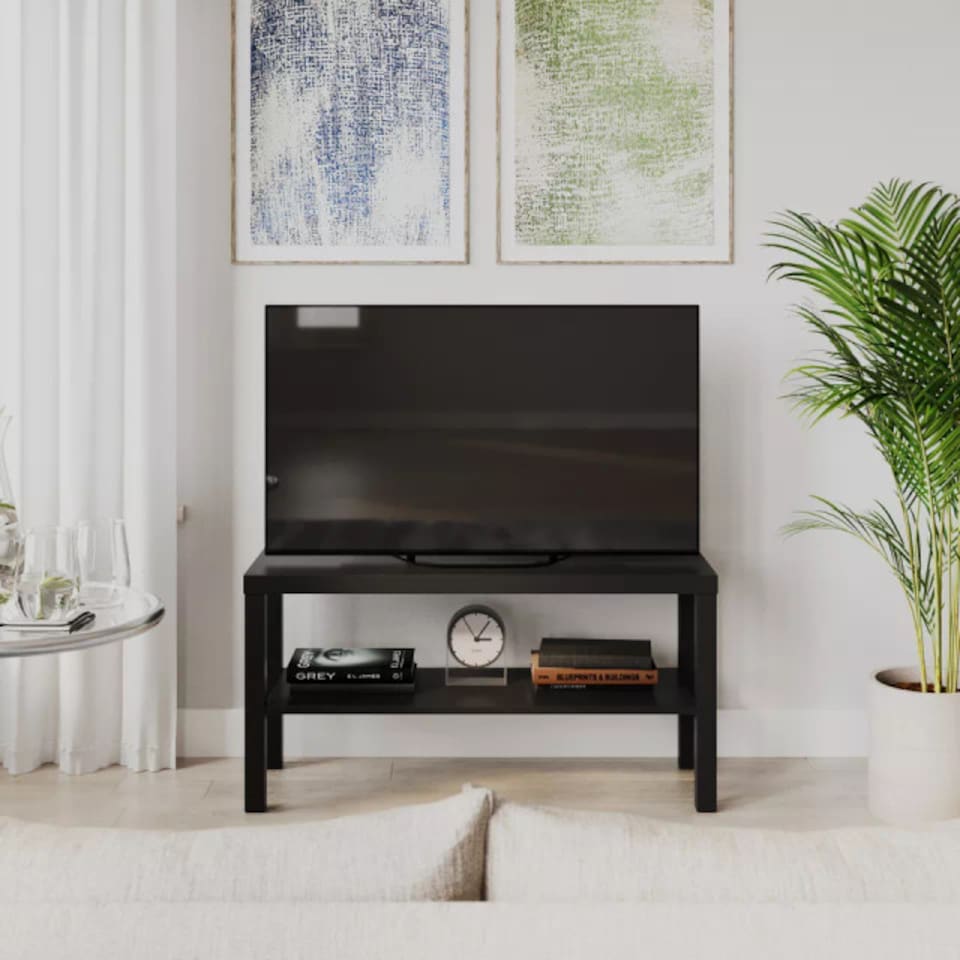 image 1 of URBNLIVING 2 Tier TV Bench Entertainment Media Stand 90cm | Multi | Black | 1