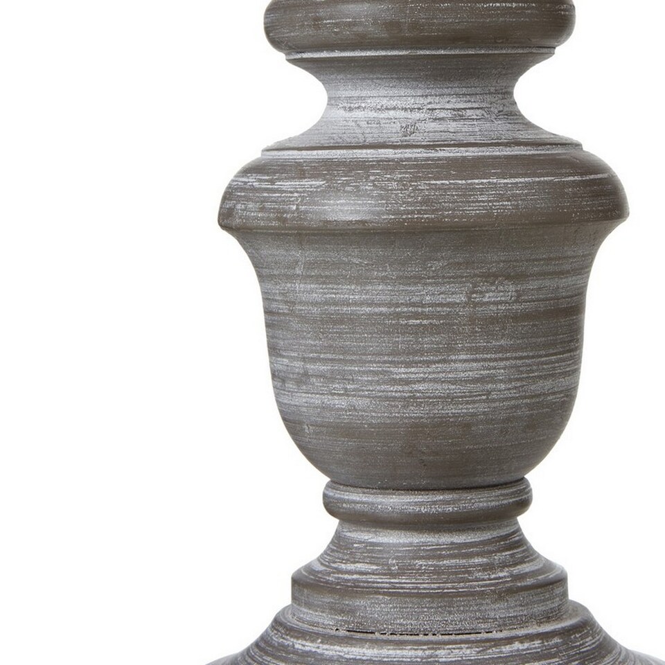image 1 of Belluno Urn Table Lamp with Linen Shade - Wood - L11 x W11 x H24 cm - Grey | Grey