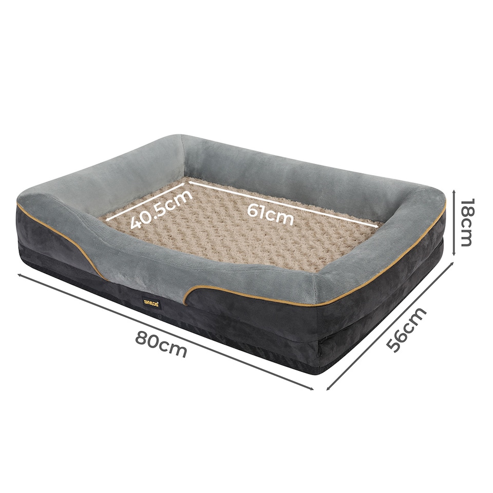 image 1 of Skylos Grey 80cm Orthopedic Dog Bed Memory Foam Washable Pet Puppy Mattress | Grey | 80 x 56cm | One Size