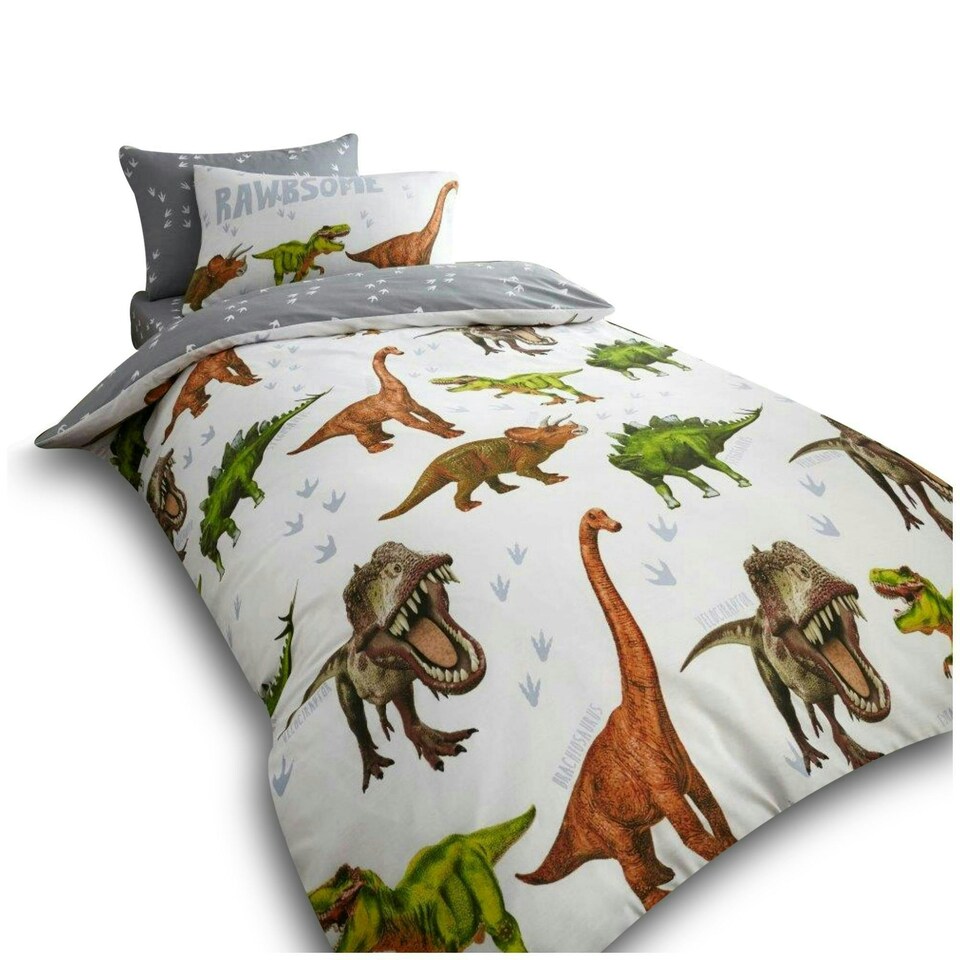 image 1 of VELVETIO Dinosaur Duvet Cover Set Soft Polycotton Kids Beddings Multi | Single