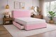 image 1 of Divan Bed Set Headboard and Footboard with Mattress 6ft Superking Pink Suede Storage 4 Drawers