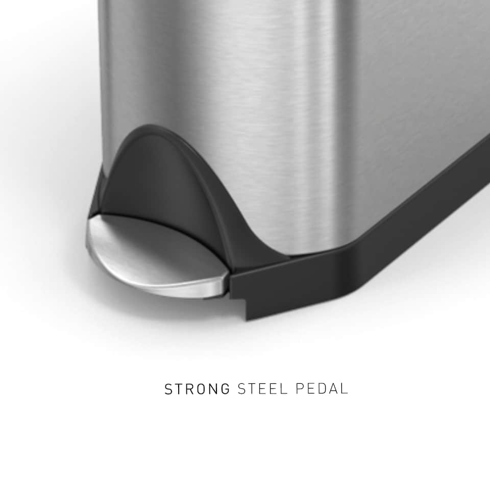image 1 of Simplehuman 40L Slim Butterfly Recycling Kitchen Pedal Bin, Brushed Stainless Steel