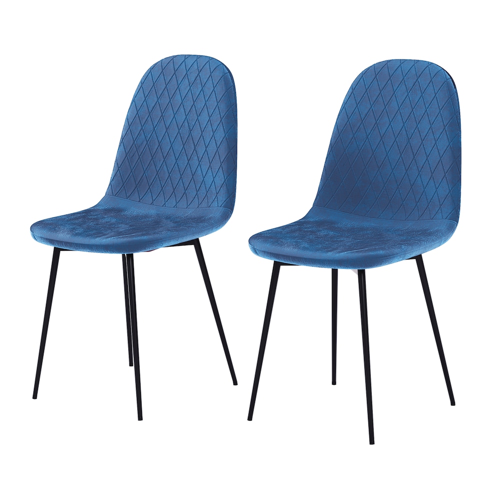 image 1 of Vida Designs Luton Set of 2 Dining Chairs Upholstered Fabric Padded Chair, Blue | Blue | Blue