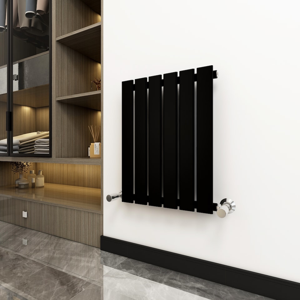 image 1 of Radiator Single Panel 600x408mm Flat Panel Vertical Column Radiator | Black | 1
