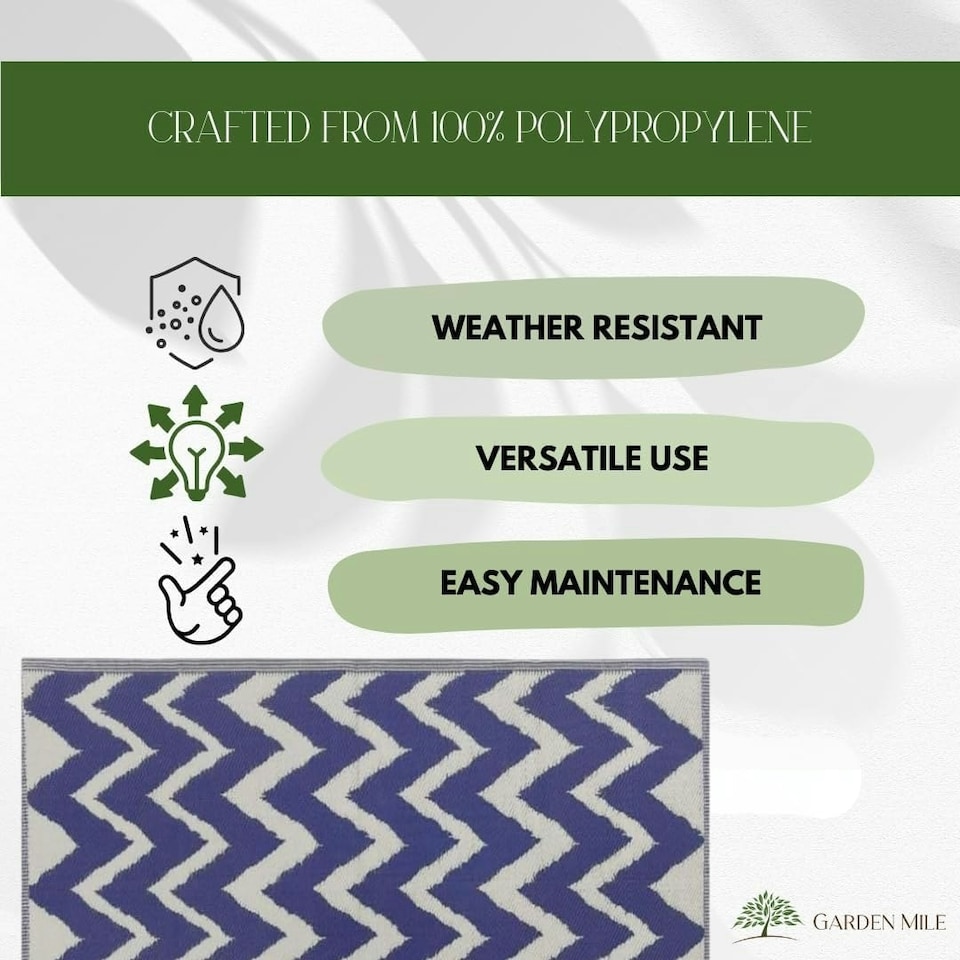 image 1 of Marco Paul Blue Zigzag Outdoor Rug Blue