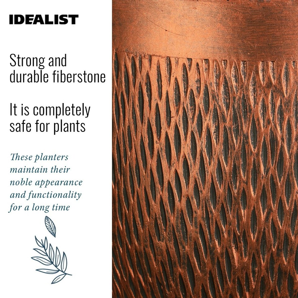 image 1 of Mesh Style Bronze Round Planter, Indoor Plant Pot D26.5 H24.5 cm, 13 ltrs Cap.