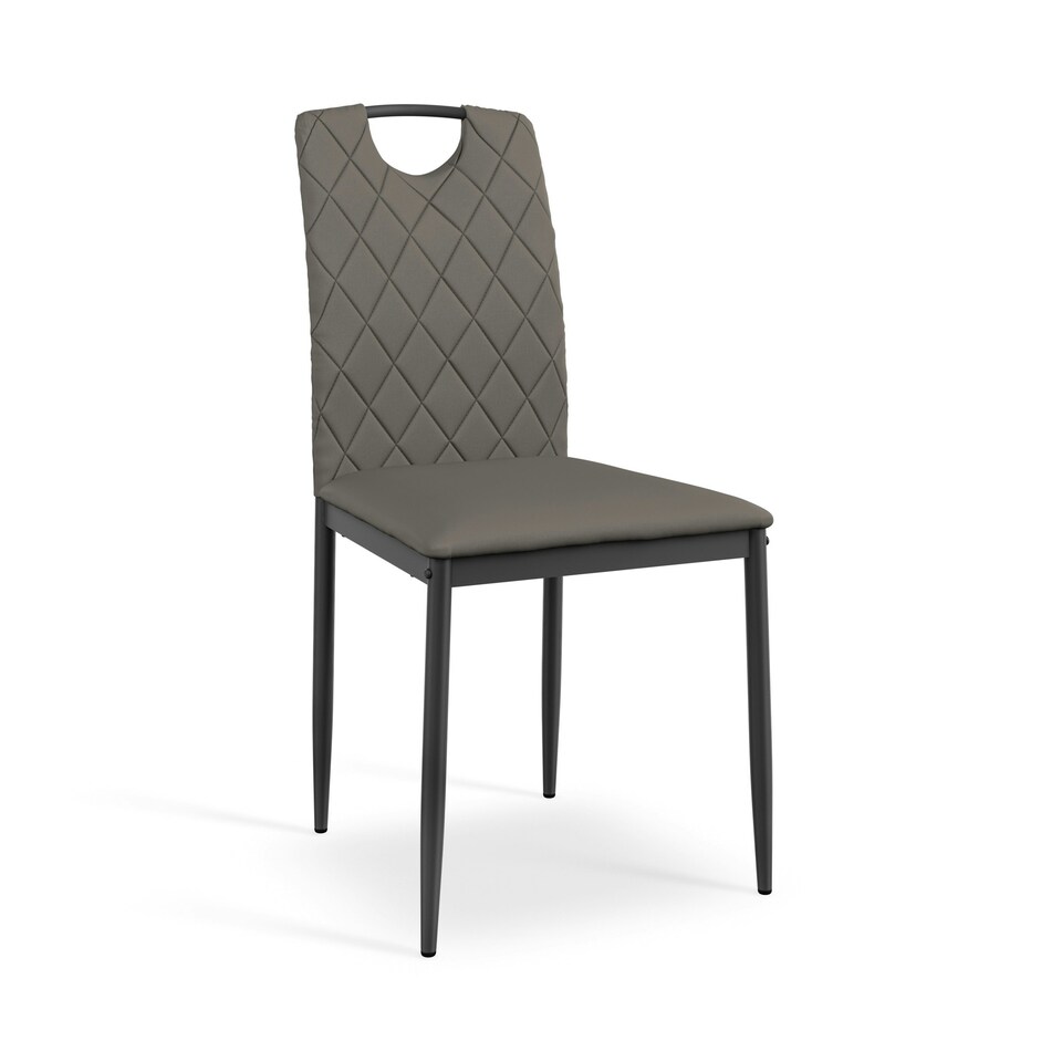 image 1 of Set Of 2 Monza Faux Leather Dining Chair Modern Padded Seat Metal Legs Kitchen Grey | Grey
