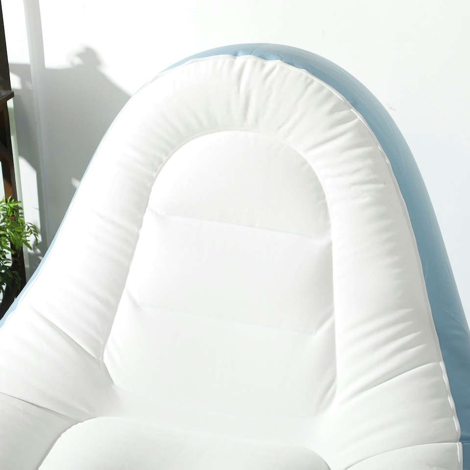 image 1 of Outsunny Inflatable Chair and Footstool for Gaming, Reading, Watching White 
