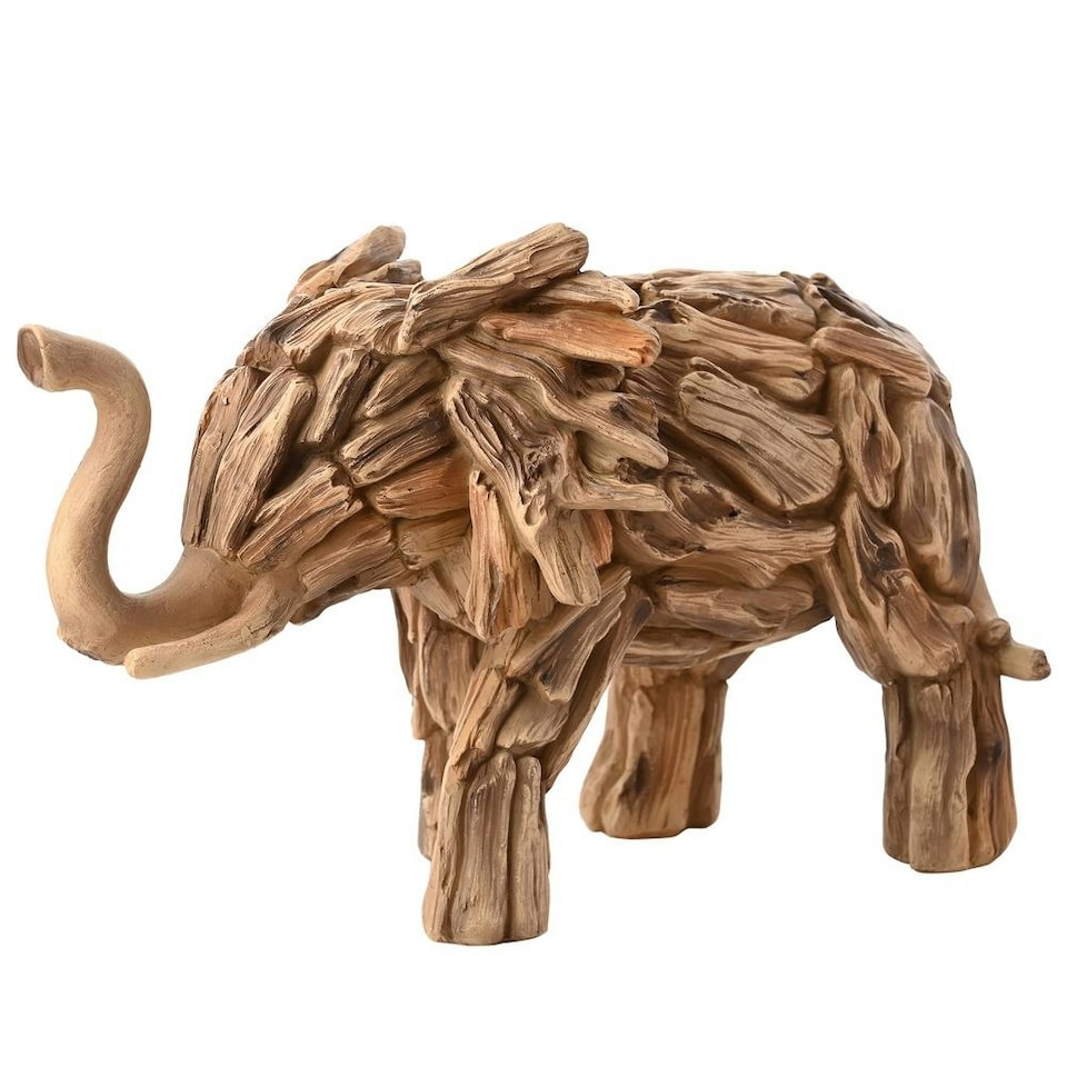 image 1 of Naturecraft Resin Driftwood Collection Elephant Figurine Brown