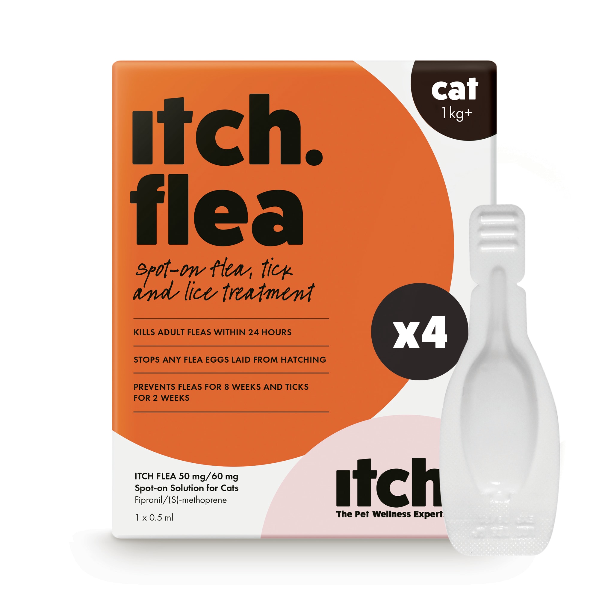 Itch Flea Cat (1kg+) Flea & Tick Spot On Treatment 4 Pipettes