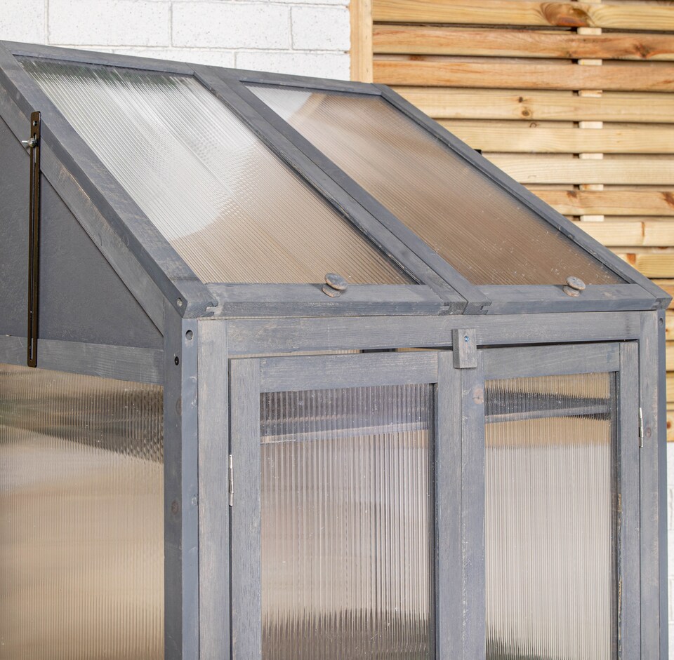 image 1 of Samuel Alexander Wooden Mini Greenhouse Cold Frame - Small Greenhouse Grey H120 x W69 x D49cm