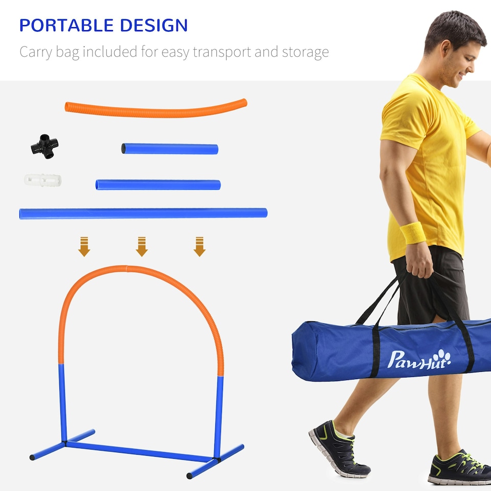 image 1 of PawHut Dog Agility Training Equipment Pet Agility Training Set with Carry Bag