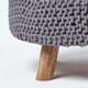image 4 of Homescapes Sea Grey Large Round Cotton Knitted Footstool on Legs | Grey | 62 x 62 x 30 cm