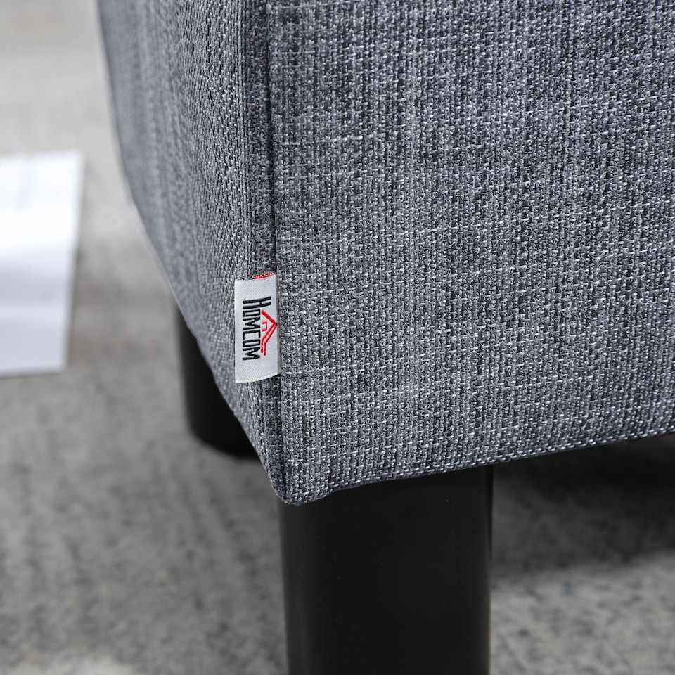 image 1 of HOMCOM Linen Fabric footstool footrest Small Seat Foot Rest Chair Ottoman Home Office with Legs 40 x 30 x 24cm Grey