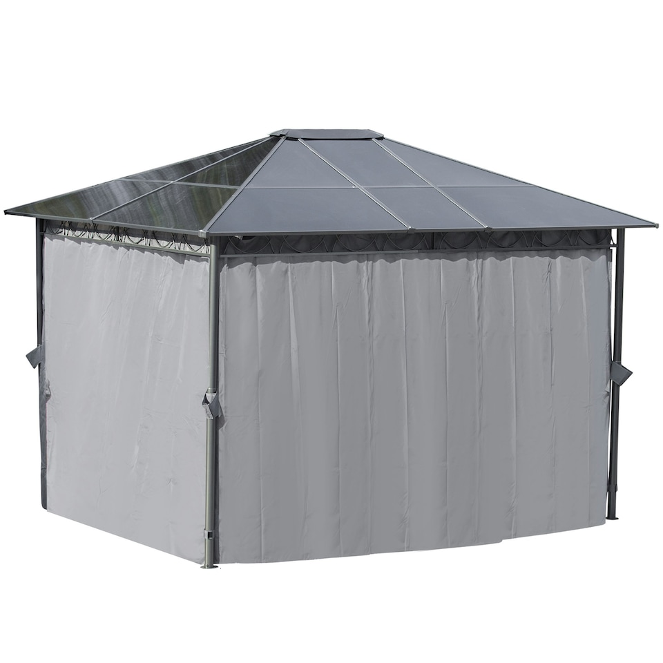 image 1 of Outsunny 3 x 3.6m Hardtop Gazebo for Garden Party w/ Polycarbonate Curtains