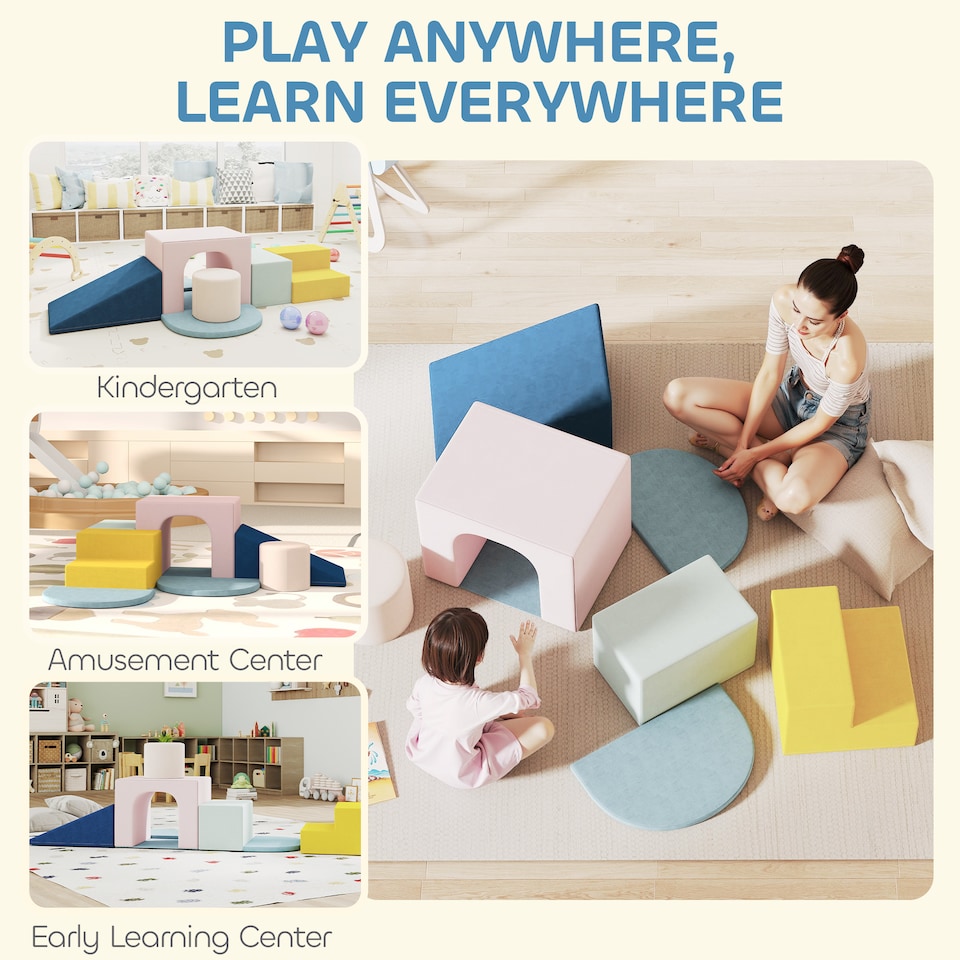 image 1 of AIYAPLAY Foam Blocks for Kids, 8 Piece Indoor Building Blocks for Climbing
