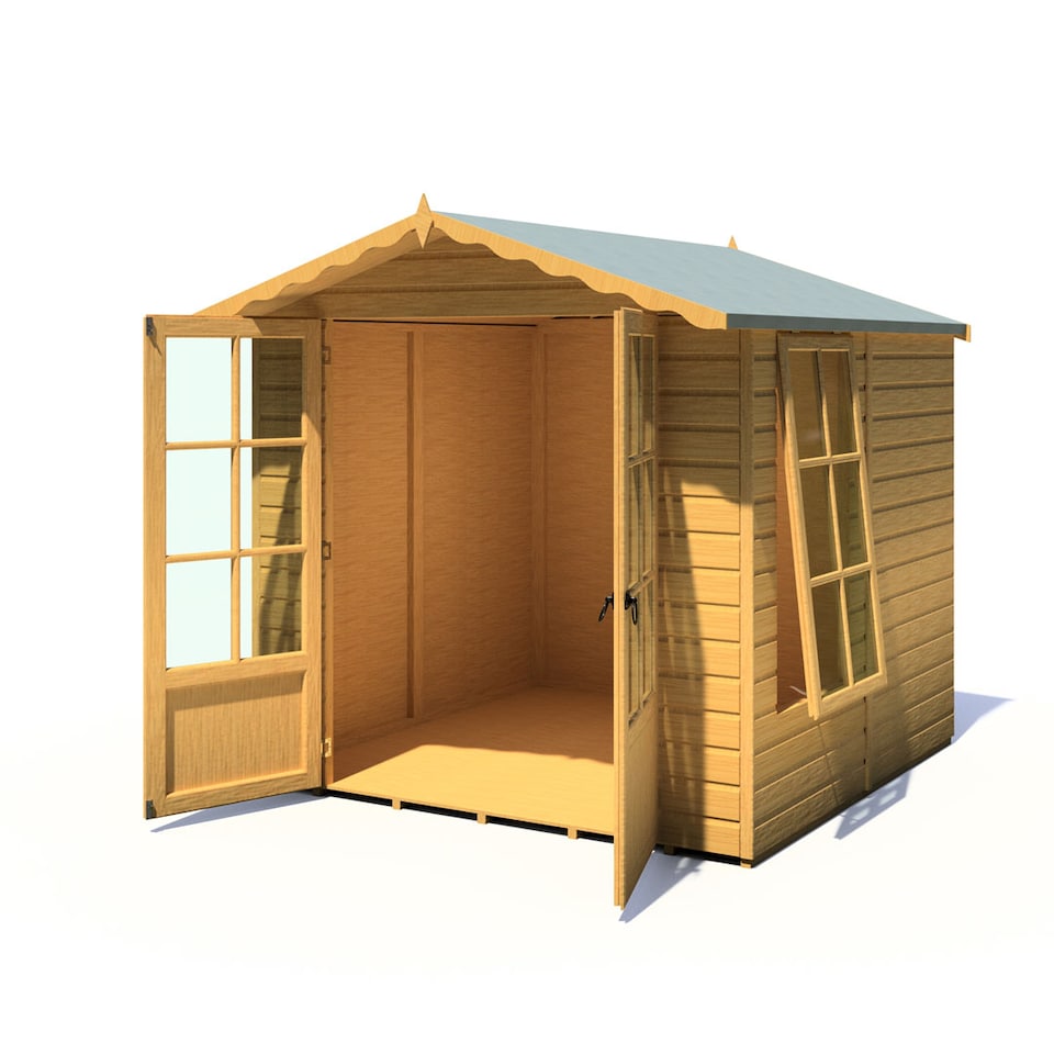 image 1 of Buckingham Shiplap Summerhouse Garden Sun Room Approx 7 x 7 Feet | Brown