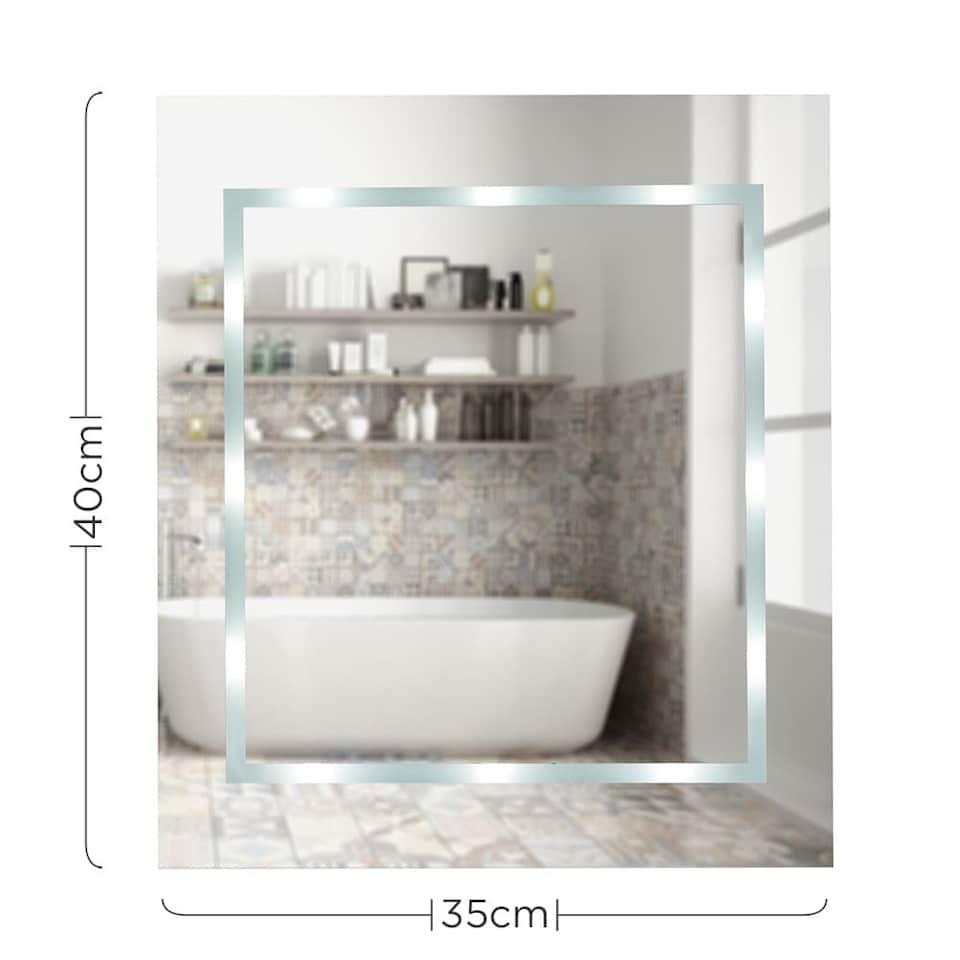 image 1 of ValueLights Mirror IP44 Bathroom Battery Integrated Cool White Light | Silver