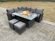 image 4 of Fimous High Back Rattan Garden Furniture Sets Gas Fire Pit Dining Table Set Gas Heater Left Corner Sofa Small Footstools 8 Seater