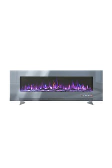Living and Home 60 Inch Electric Fireplace- Recessed/Wall-mounted with Remote and Touch Screen,1800W,Grey