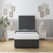 Sloomy Mayfair Graphite Dumfries Ottoman Bed With Mattress With 26" Strutted Headboard 4' Small Double
