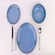 image 4 of 12pc Reactive Glaze Blue Dinner Set