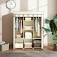 image 6 of HOMCOM Fabric Portable Wardrobe with 8 Shelves 2 Hanging Rails, Cream White Cream