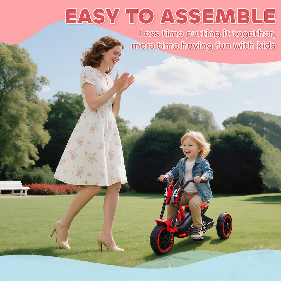 image 1 of AIYAPLAY Kids Tricycle Baby Trike, Kids Trike with Pedal for Boys and Girls Ages 18–36 Months, 3 Wheel Toddler Balance Bike for Indoor Outdoor Use | Red