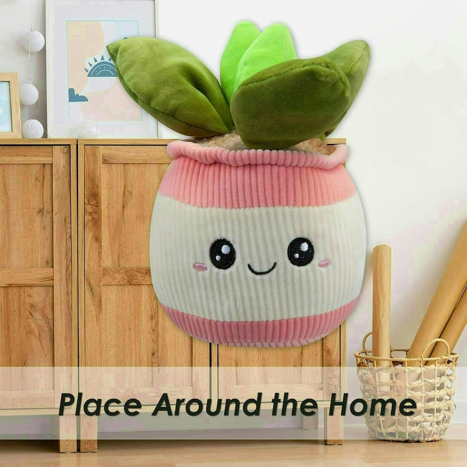 image 1 of Potted Plants Soft Toy Cute Plushie Huggable Cuddly Stuffed Toy Gift 20cm Pink