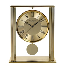 Wm.Widdop Gold Mantel Clock With Pendulum Gold