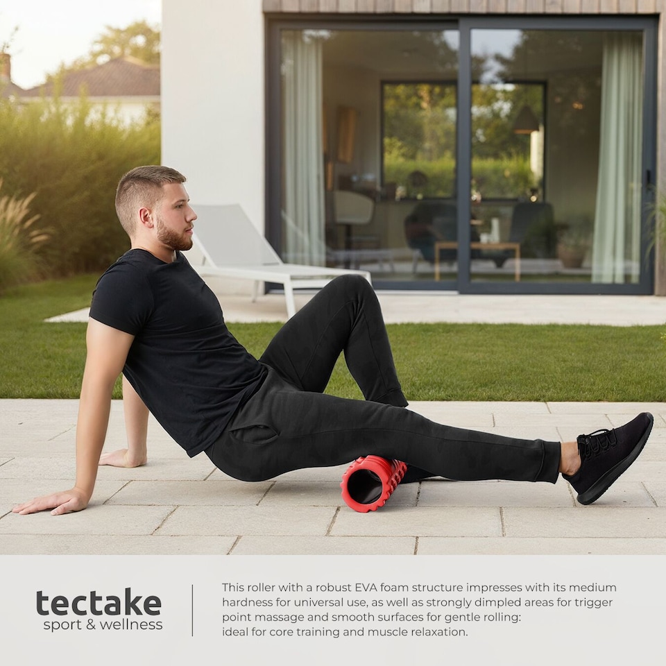 image 1 of Foam Roller with Textured Surface for Therapy Treatment, 335 x 145 mm | Red | red | 33,50 x 14,50 x 14,50 cm | 1