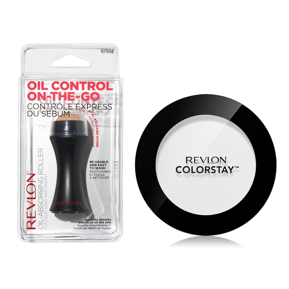 image 1 of Revlon Shine Control Essentials Set Oil Absorbing Volcanic Roller & Pressed Powder