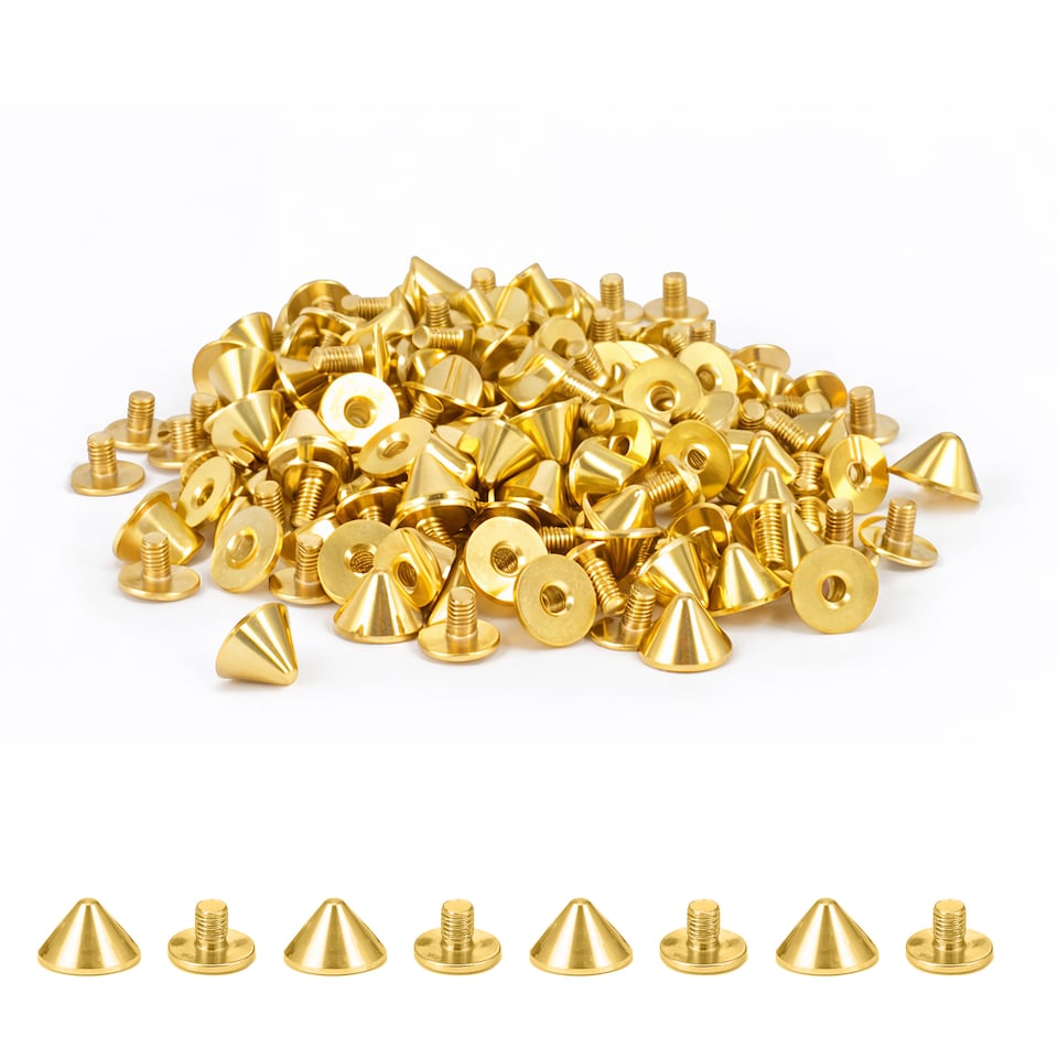 image 1 of 9.5 x 6mm Cone Spike Studs Screw Back for Leather Craft - 50pcs