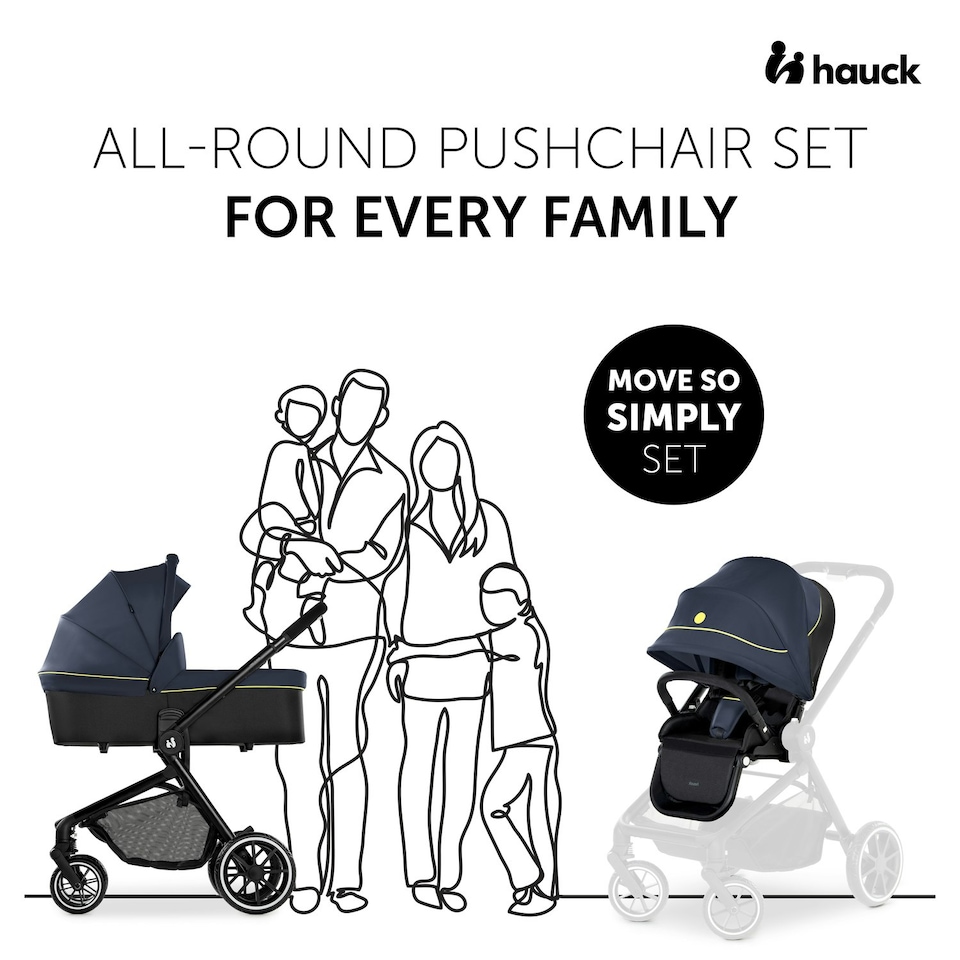 image 1 of hauck Move so Simply Pushchair Set - Dark Navy Neon Blue