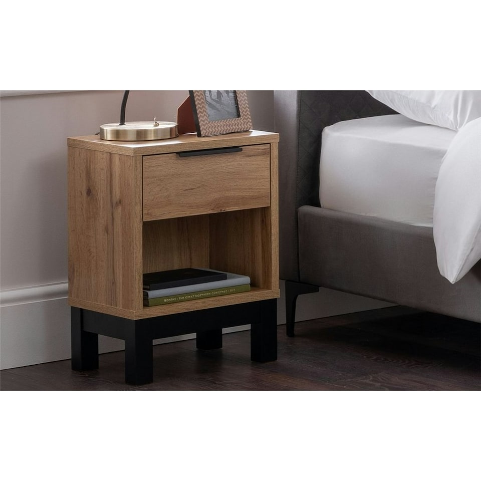 image 1 of Premier Oak-Effect Bedside Drawer - 1 Drawer
