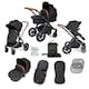 image 1 of Stomp Luxe 2-in-1 Pram – Birth to Approx. 4 Years, Foldable, All-Terrain, Rain Cover, Footmuff, Puncture-Proof Wheels & More (Black/Midnight/Tan)