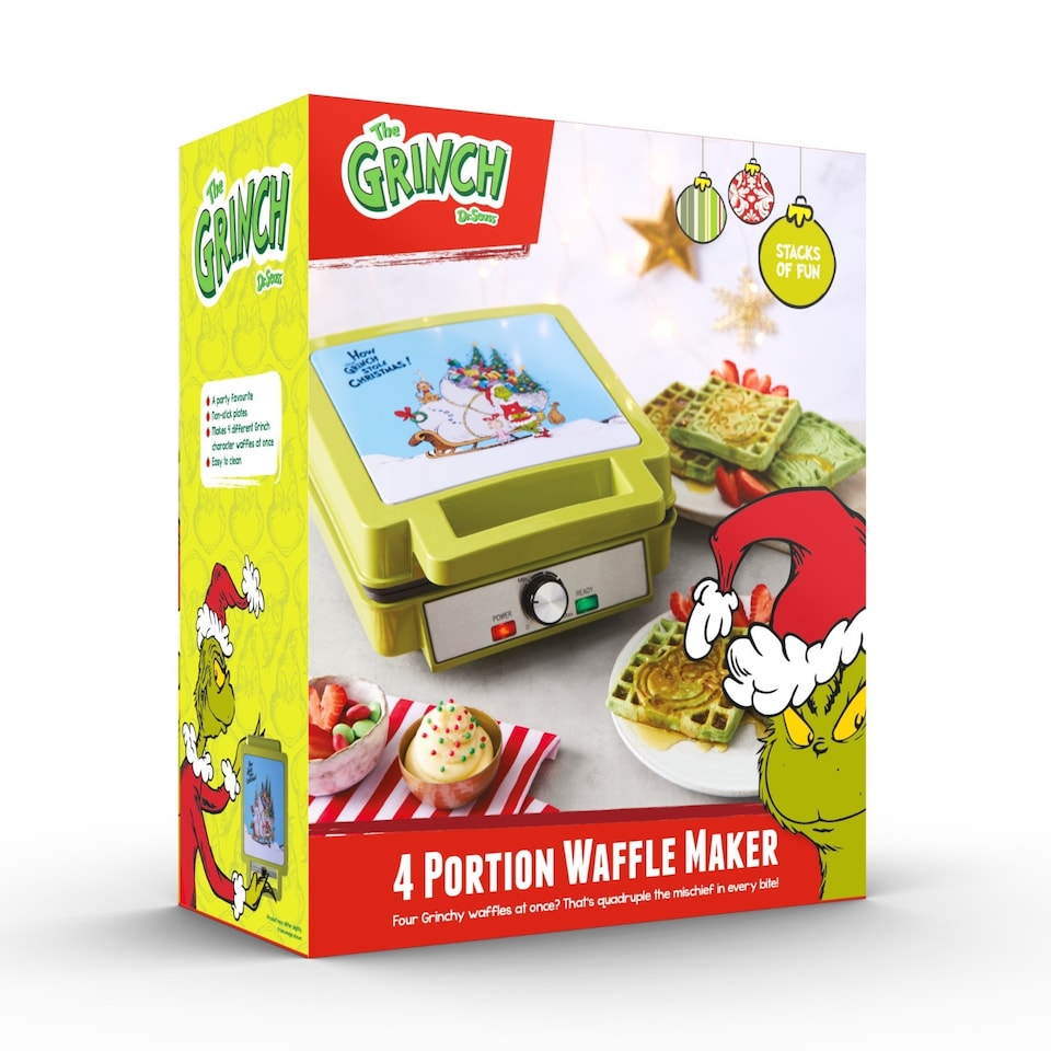 image 1 of The Grinch Waffle Maker 4-Portion – Green